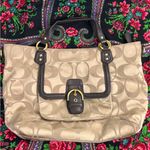 Coach Campbell Signature Handbag Large Brown Tan Sateen Purse Tote Career Preppy Photo 0