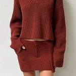 AYA MUSE Rever Knit Mini Skirt In Brick Red Size M Photo 0