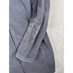 Athleta Zip Up Jacket Size S Gray And Teal With Stitched Flower Design Photo 3