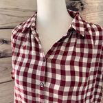 Madewell Burgundy & White Gingham Check Oversized Central Shirt Photo 5