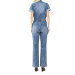 Judy Blue  Women's JB88722 Short Sleeve Zip Up Stretch Denim Wide Leg Jumpsuit L Photo 1