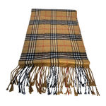 100% Cashmere Tartan Plaid Scarf Made in Scotland Tan Photo 0