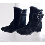 Brilliant Womens Size 8 Black Suede Leather Ankle Snow Boots Zipper Winter Photo 10