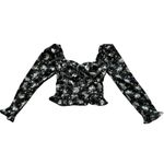 Abel the label ASTR The Label Floral Puff Sleeve Peplum Sweetheart Cinch Long Sleeve Top Small Photo 3