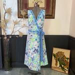 Lilly Pulitzer NWT Shaylee Wrap Midi Dress Blue & White Shell Beach- Sz 16 ๐งก๐ Photo 2