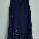 Marciano Midnight Blue Sequin Mini Shift Dress V Neck Formal Floral Size Small Photo 13