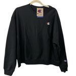 Champion NWT Reverse Weave Women’s Crew Sweatshirt C Logo Black Size XL Photo 1