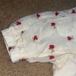 Sister Jane Prairie Rose Embroidered Tiered Puff Sleeve Mini Dress Cream‎ Medium Red Photo 5