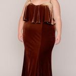 Revelry Riley Convertible Velvet Dress gown rust off shoulder maxi fit flare Orange Size 14 Photo 0