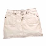 EXPRESS Vintage Cream Mini Denim Jean Skirt with Tan Stitching Size 1/2 Photo 6