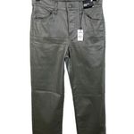 EXPRESS NEW Straight Ankle High Rise Faux Leather Pants Olive Green Size 2 Photo 0