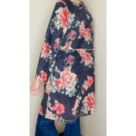 Solitaire Anthropologie Black & Tan Floral Tunic Faux Suede Open Cardigan Photo 1