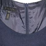 Escada woman navy blue dress size 42 equiv 12 subtle floral design zippered back Photo 1