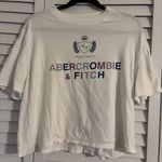 Abercrombie & Fitch White Tee with Blue and Pink Logo Photo 0