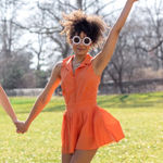 NWT Mumford Pleated Golf Romper Size Large Orange Photo 0