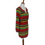 Charlie Jade  Multicolor Silk Mini Dress Long Sleeve Boho Festival V Neck Small Photo 3
