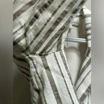 Lavender Brown White & Grey Striped Linen Lightweight Blazer Jacket | Size S Photo 5