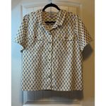 Duluth Trading Co Womens XL Short Sleeve Button Down Shirt Casual Trendy Work # Blue Photo 1