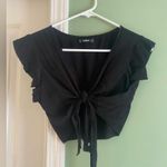 SheIn black ruffle tie front top Photo 2
