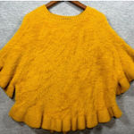 Do Everything In Love Mustard Fluffy‎ Knit Poncho Sweater  One Size 25" Length Photo 0