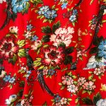 City Streets bright red floral and bird button front dress size small Photo 13
