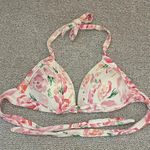 Unique Vintage  bikini swim top halter retro padded floral pink and white‎ size M Photo 0