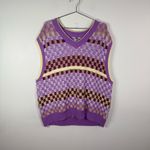 Urban Outfitters  Retro Checker Knit Sweater Vest Multicolor Photo 1