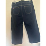 Michael Kors Dark Blue cropped jeans Gold Stitch Flare Wide Leg Size 12 Photo 1