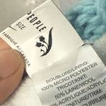 Free People  Happy Trails Beanie Winter Hat Blue Brown Puff Faux Fur Photo 4