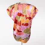 Halogen  Abstract Floral Cap Sleeve Blouse Pink Orange XS NWT Photo 5