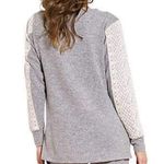 Flora Nikrooz FN BY Pajama / Lounge Lace Stripe Gray Cream Crewneck Sweatshirt M Photo 2