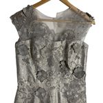 Rickie Freeman Teri Jon Silver Gray Floral Jacquard Applique Evening Gown Size 4 Photo 2