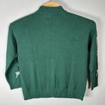 Talbots  Reindeer Star Christmas Holiday Sweater Womens  Large Green Mock Neck Photo 2