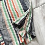 a.n.a  A New Approach Shirt Womens Size Large Striped Green Short Sleeve Button Photo 6