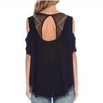 Free People Gypsy Spell Black Embroidered & Beaded Cold Shoulder Blouse, Size S Photo 1