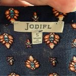 JODIFL Tunic Dress Blouse Size Small Blue Boho Scarf Print Trapeze Swing Top Photo 5