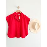 Madewell | NWT Resort-Collar Shirt in 100% Linen in Festival Red | Sz S Photo 2