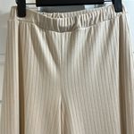 Lulus  Creme Ribbed Wide Leg Casual Pull On Elastic Waist Pants - Size Small Photo 1