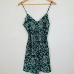 August Silk Y2K Silx  forest green & white floral print silk slip dress. Medium Photo 1