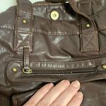 Brown Faux Leather Bag Top Handle Brass Hardware Y2K Style Photo 4