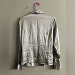 Kate Hill  Vintage 100% Silk Silver Button Down Blouse Long Sleeve Shirt Size 4 Photo 1
