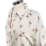 Japna  Martini Print White Button-Down Shirt Size Small NWT Photo 4