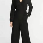 Old Navy Black Long Sleeve Linen Blend Wrap Front Tie Jumpsuit Sz XS Photo 0