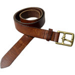 J Crew Leather Belt Womens Small Brown Brass Buckle Preppy Distressed Casual 1" Photo 0