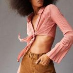 Urban Outfitters Rachel Plisse Crinkle Tie Front Crop Top Size Small Photo 0