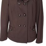 Etcetera Double Breasted Brown Blazer Jacket Women’s Size 16 Bow Tie Collarless Photo 3