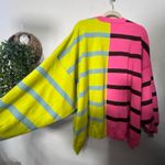 Free People NEW  Uptown Stripe Pullover Sweatshirt Pink Green Combo MD Oversized Photo 7