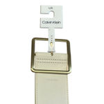 Calvin Klein  Leather Belt Womens Large Bone White Gold Buckle Wide NWT $45 MSRP Photo 1