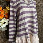 Doe & Rae ✅3/$30✅ NWT  Grape Striped Long Sleeve Lace Up Ruffle BabyDoll Top | SMALL | Photo 4