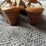 Sofft Cognac Woven Leather Slingback Wedge Sandals Size 6.5M Brown Photo 3